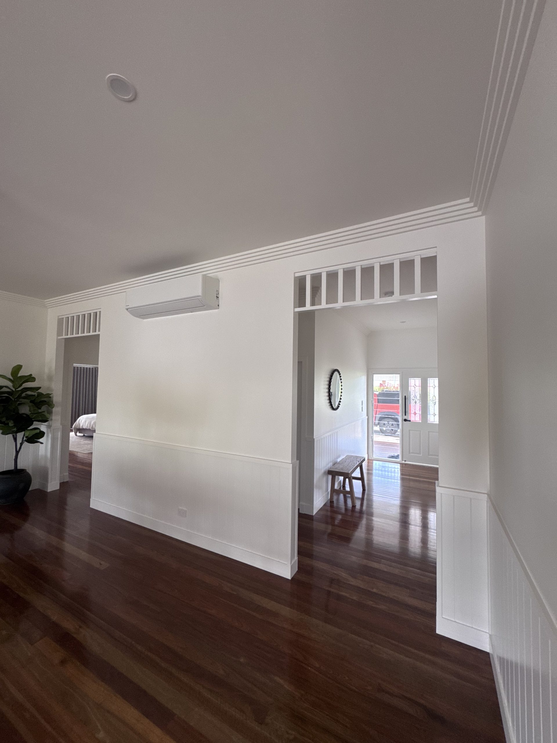 White interior walls, ceiling and doorway trim